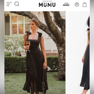 Show Me Your MuMu Black Satin Maxi dress
